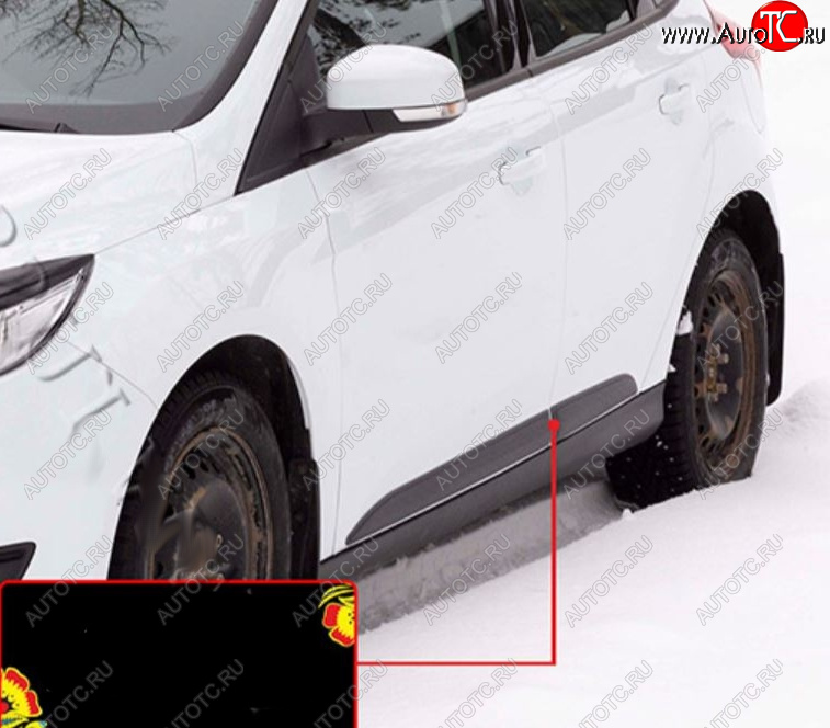 619 р. Молдинг двери задний левый RA Ford Focus 3 хэтчбэк рестайлинг (2014-2019) (Поверхность шагрень)  с доставкой в г. Пермь