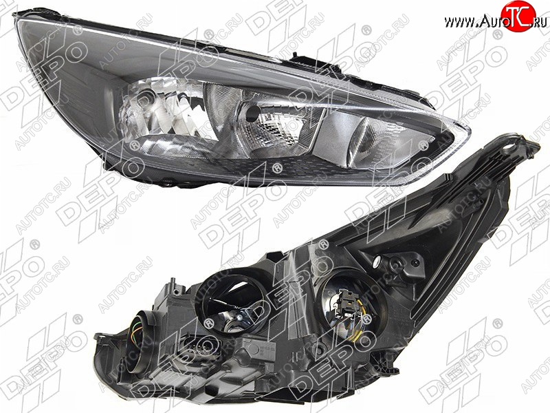 13 349 р. Правая фара DEPO (черная, с электрокорректором) Ford Focus 3 хэтчбэк рестайлинг (2014-2019)  с доставкой в г. Пермь
