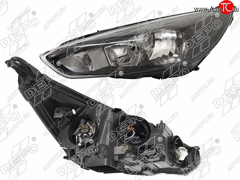 21 199 р. Левая фара DEPO (черная, диодная, с электрокорректором) Ford Focus 3 хэтчбэк рестайлинг (2014-2019)  с доставкой в г. Пермь
