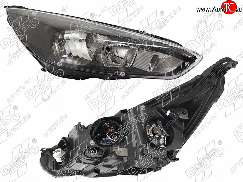 21 199 р. Правая фара DEPO (черная, диодная, с электрокорректором) Ford Focus 3 хэтчбэк рестайлинг (2014-2019)  с доставкой в г. Пермь