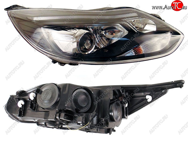 42 999 р. Правая фара SAT (черная, линза, под ксенон) Ford Focus 3 седан дорестайлинг (2011-2015)  с доставкой в г. Пермь