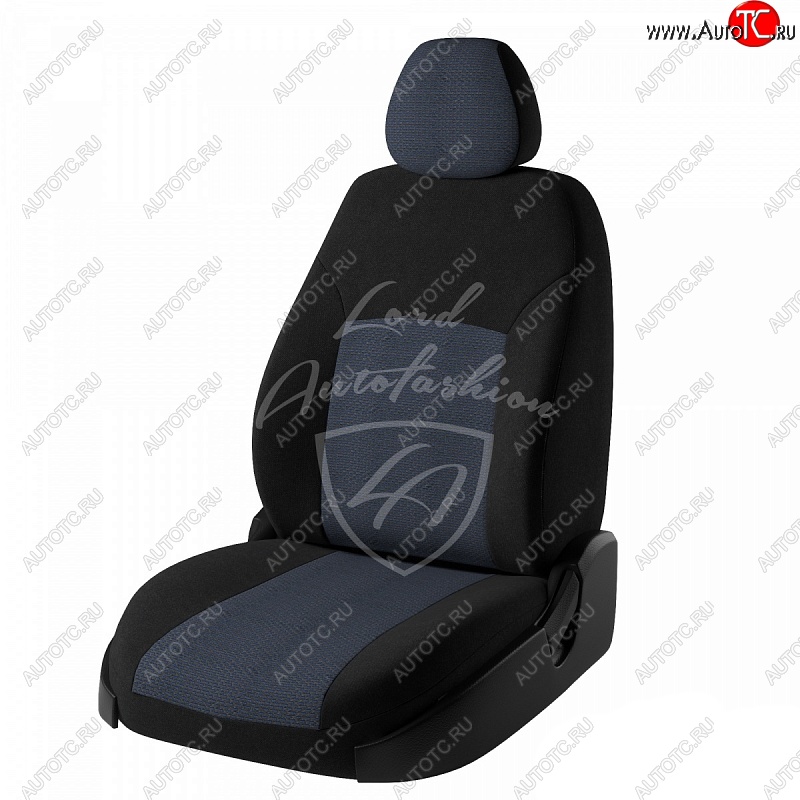 6 949 р. Чехлы для сидений (Titanium) Lord Autofashion Дублин (жаккард) Ford Focus 3 универсал дорестайлинг (2010-2015) (Черный, вставка Ёж Синий)  с доставкой в г. Пермь
