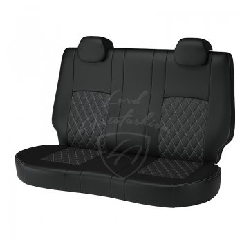 9 449 р. Чехлы для сидений (Titanium) Lord Autofashion Турин Ромб (экокожа) Ford Focus 3 универсал дорестайлинг (2010-2015) (Черный, вставка черная, строчка серая)  с доставкой в г. Пермь. Увеличить фотографию 2