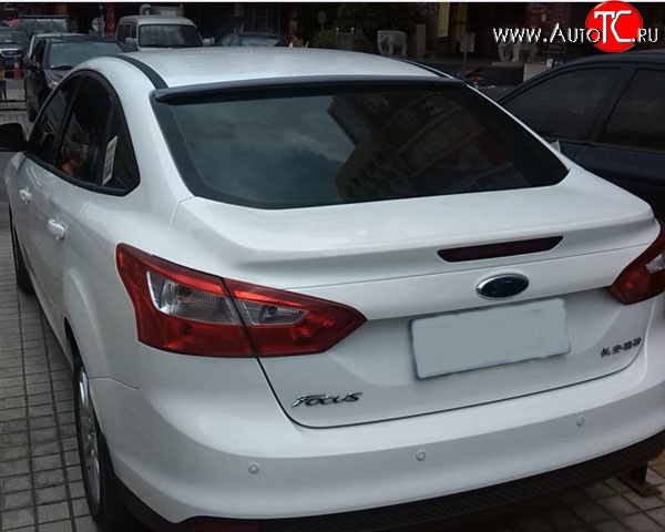 2 199 р. Козырёк на заднее стекло M-VRS Ford Focus 3 седан рестайлинг (2014-2019) (Неокрашенный)  с доставкой в г. Пермь