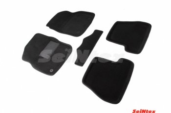 Комплект 3D ковриков в салон (АКПП) Seintex Ford Focus 3 хэтчбэк дорестайлинг (2010-2015) (Чёрный)