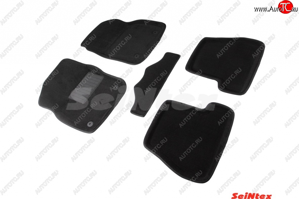 5 449 р. Комплект 3D ковриков в салон (АКПП) Seintex Ford Focus 3 седан дорестайлинг (2011-2015) (Чёрный)  с доставкой в г. Пермь
