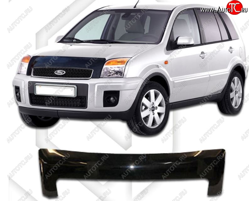 1 999 р. Дефлектор капота CA-Plastic Ford Fusion 1 хэтчбэк дорестайлинг (2002-2005) (Classic черный, Без надписи)  с доставкой в г. Пермь