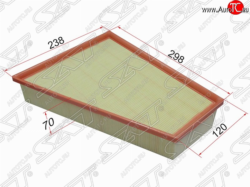 389 р. Фильтр воздушный двигателя SAT (298/120х238х70 mm)  Ford Galaxy  2 (2006-2015), Ford Mondeo (2007-2014), Volvo S80 ( AS60 седан,  AS40,AS70, AS90) (2006-2016), Volvo V70 (2008-2016)  с доставкой в г. Пермь