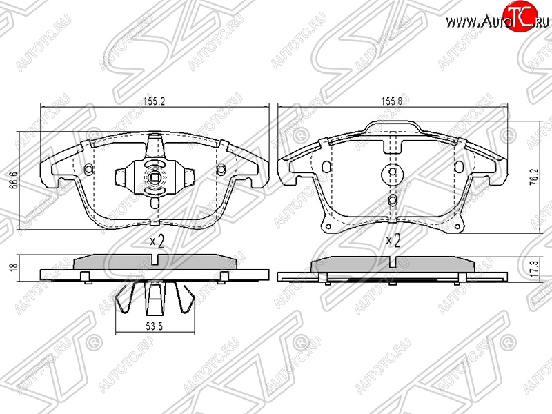 1 399 р. Колодки тормозные SAT (передние) Ford Mondeo MK5 CD391 дорестайлинг универсал (2014-2018)  с доставкой в г. Пермь