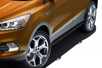 Защита порогов Slitkoff (d57) Ford Kuga  2 (2016-2019) рестайлинг (Сталь с полимерным покрытием. Цвет: чёрный)