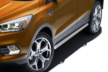 Защита порогов Slitkoff (d57) Ford Kuga  2 (2016-2019) рестайлинг (Сталь с полимерным покрытием. Цвет: серебристый)