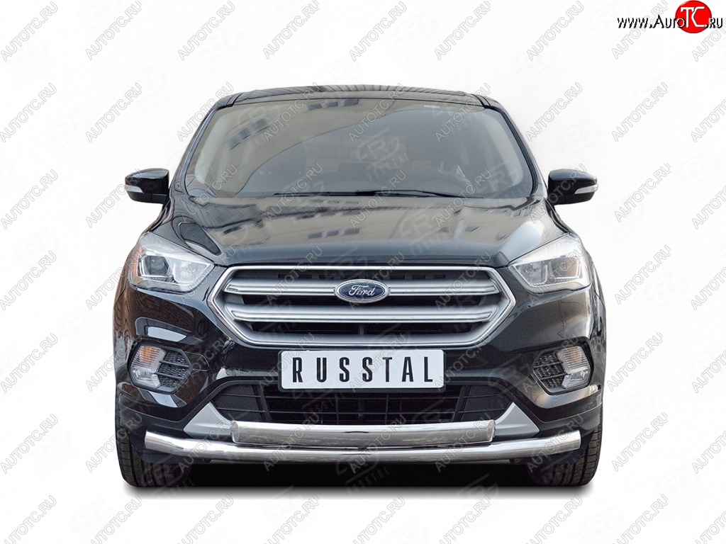 13 699 р. Защита переднего бампера (2 трубыØ63 и 75х42 мм, нержавейка) Russtal Ford Kuga 2 рестайлинг (2016-2019)  с доставкой в г. Пермь