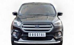 Защита переднего бампера (Ø63 мм, нержавейка) SLITKOFF Ford Kuga  2 (2016-2019) рестайлинг