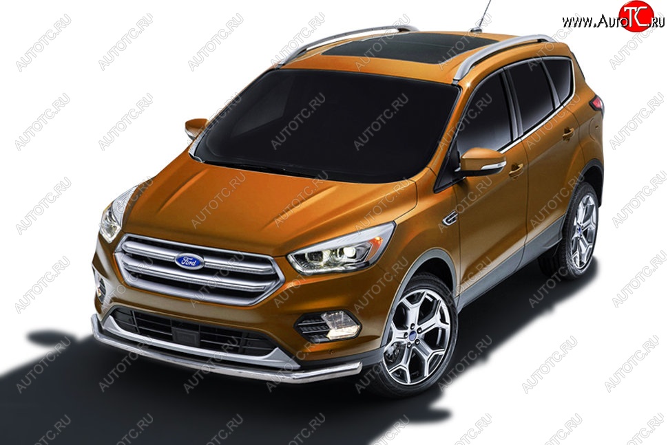 9 999 р. Защита заднего бампера Slitkoff (d57)  Ford Kuga  2 (2016-2019) рестайлинг (Нержавейка, Полированная)  с доставкой в г. Пермь