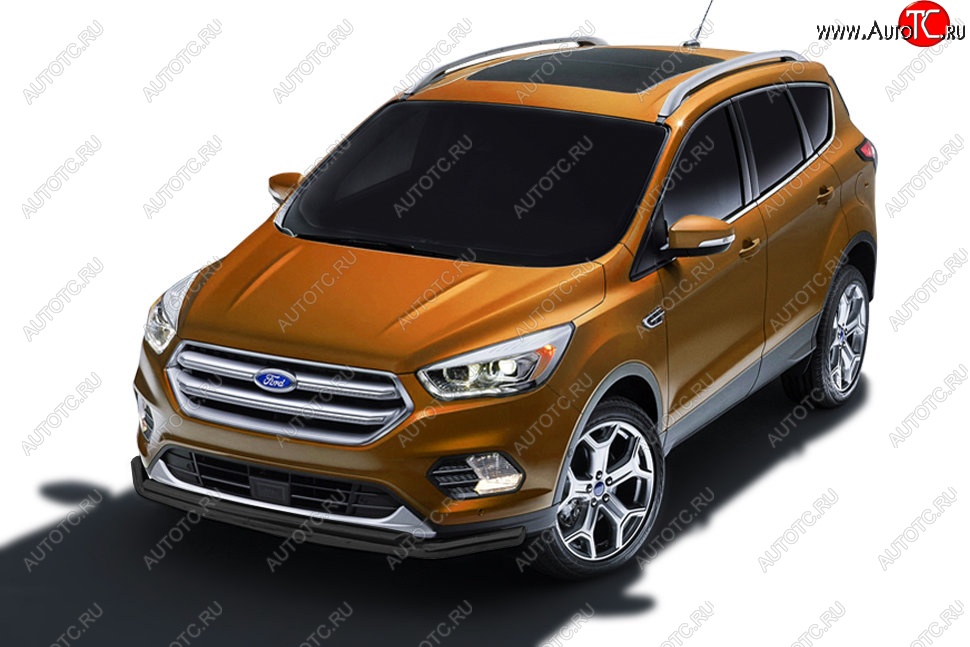 8 199 р. Защита заднего бампера Slitkoff (двойная, d57/42)  Ford Kuga  2 (2016-2019) рестайлинг (Сталь с полимерным покрытием. Цвет: чёрный)  с доставкой в г. Пермь