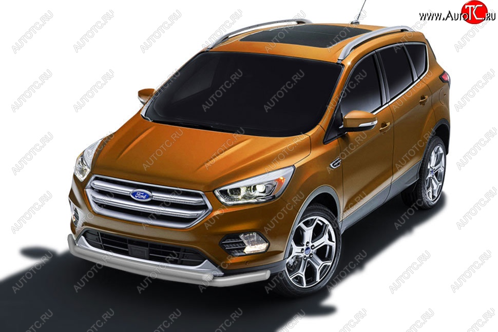 8 199 р. Защита заднего бампера Slitkoff (двойная, d57/42)  Ford Kuga  2 (2016-2019) рестайлинг (Сталь с полимерным покрытием. Цвет: серебристый)  с доставкой в г. Пермь