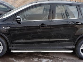 35 549 р. Широкая защита порогов с трубой d42 мм с нержавеющим листом SLITKOFF v3 Ford Kuga 2 рестайлинг (2016-2019)  с доставкой в г. Пермь. Увеличить фотографию 3