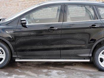 19 999 р. Защита порогов из круглой трубы диаметром 63 мм SLITKOFF v3 Ford Kuga 2 рестайлинг (2016-2019)  с доставкой в г. Пермь. Увеличить фотографию 2