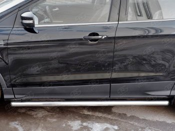 19 999 р. Защита порогов из круглой трубы диаметром 63 мм SLITKOFF v3 Ford Kuga 2 рестайлинг (2016-2019)  с доставкой в г. Пермь. Увеличить фотографию 3