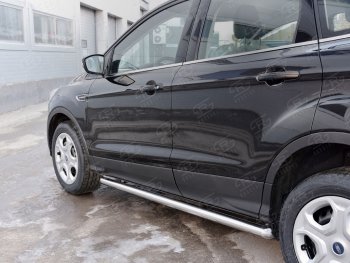Защита порогов из круглой трубы диаметром 63 мм SLITKOFF v3 Ford Kuga  2 (2016-2019) рестайлинг