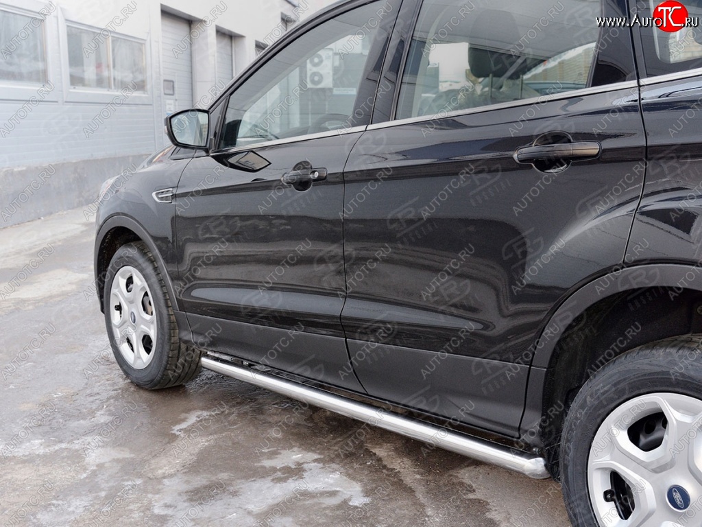19 999 р. Защита порогов из круглой трубы диаметром 63 мм SLITKOFF v3 Ford Kuga 2 рестайлинг (2016-2019)  с доставкой в г. Пермь