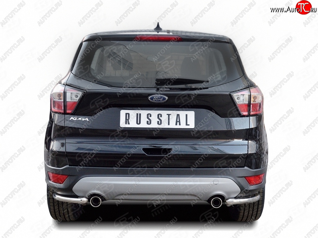 12 599 р. Защита заднего бампера (Ø42 мм уголки, нержавейка) SLITKOFF  Ford Kuga  2 (2016-2019) рестайлинг  с доставкой в г. Пермь