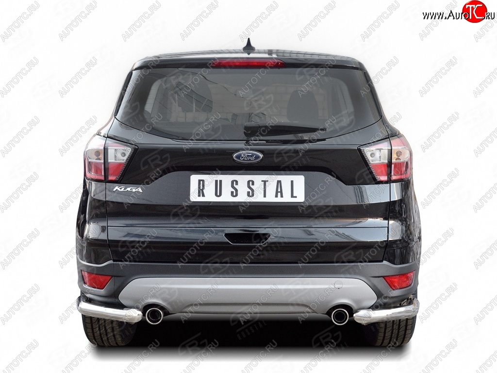 13 999 р. Защита заднего бампера (Ø63 мм уголки, нержавейка) SLITKOFF  Ford Kuga  2 (2016-2019) рестайлинг  с доставкой в г. Пермь