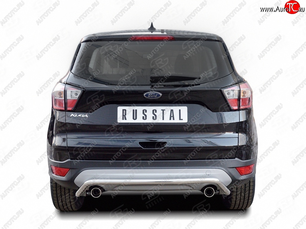 12 999 р. Защита заднего бампера (Ø42 мм волна, нержавейка) SLITKOFF  Ford Kuga  2 (2016-2019) рестайлинг  с доставкой в г. Пермь
