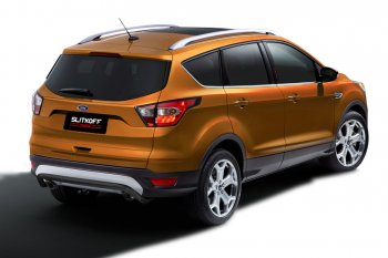 11 449 р. Защита заднего бампера Slitloff (d57, скоба)  Ford Kuga  2 (2016-2019) рестайлинг (Нержавейка, Полированная)  с доставкой в г. Пермь. Увеличить фотографию 2
