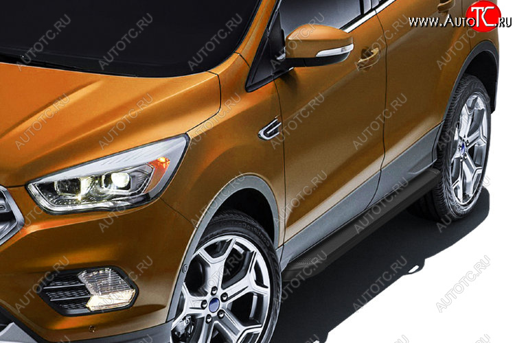13 349 р. Пороги алюминиевые Slitkoff  Ford Kuga  2 (2016-2019) рестайлинг (Optima Black )  с доставкой в г. Пермь