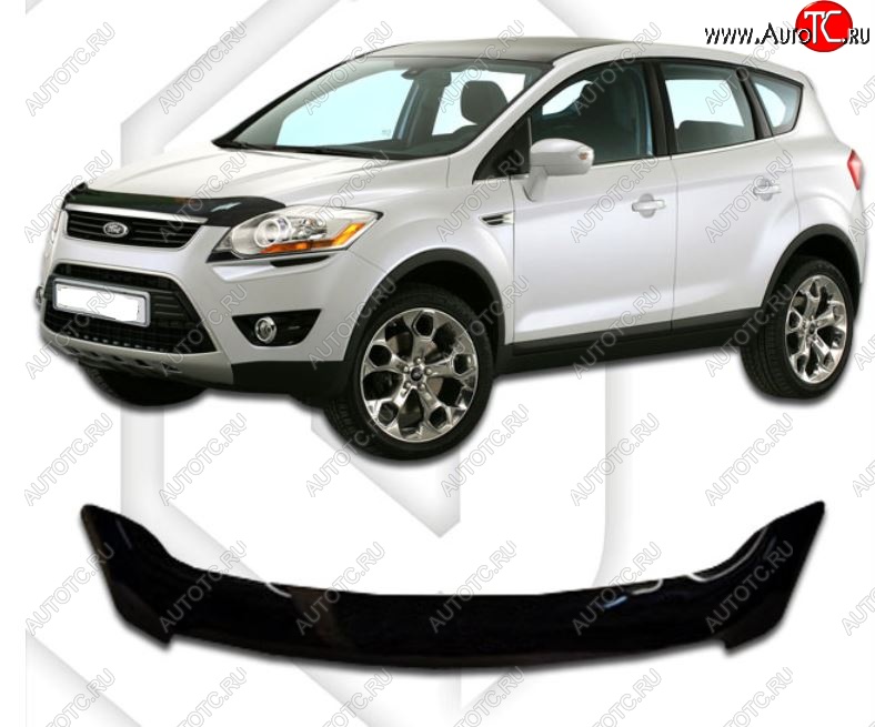 2 199 р. Дефлектор капота CA-Plastic Ford Kuga 1 (2008-2013) (серия Classic черный, Без надписи)  с доставкой в г. Пермь