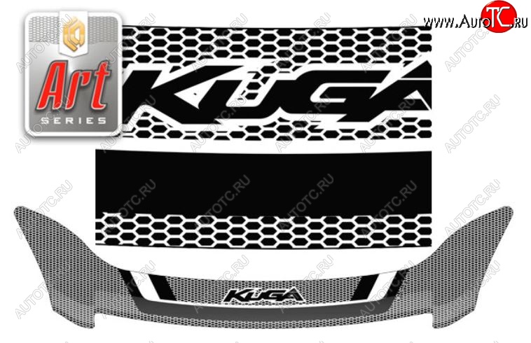 2 479 р. Дефлектор капота CA-Plastiс  Ford Kuga  1 (2008-2013) (серия Art серебро)  с доставкой в г. Пермь