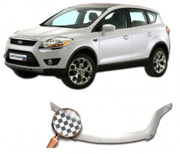 2 479 р. Дефлектор капота CA-Plastiс  Ford Kuga  1 (2008-2013) (серия Шелкография белая)  с доставкой в г. Пермь. Увеличить фотографию 2