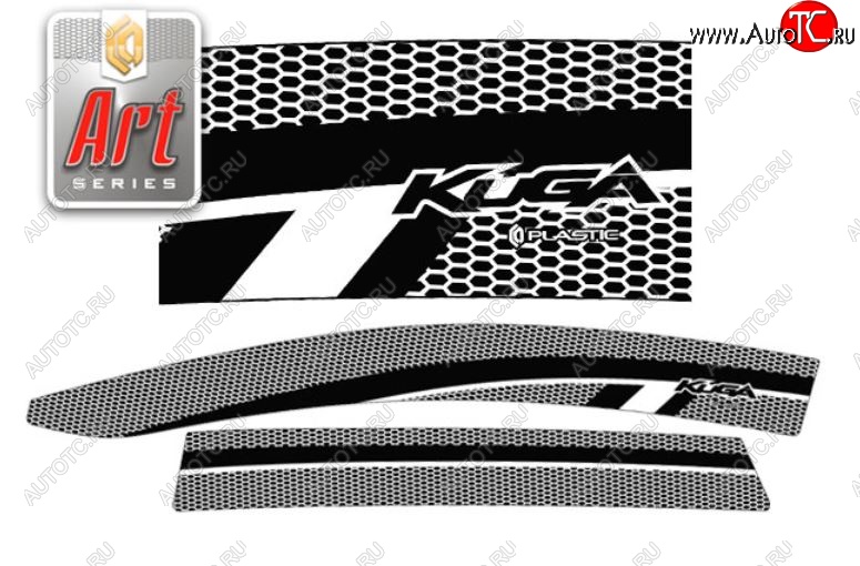 2 299 р. Дефлектора окон CA-Plastic  Ford Kuga  1 (2008-2013) (Серия Art графит, Без хром.молдинга)  с доставкой в г. Пермь