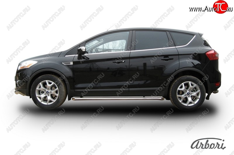 13 319 р. Защита штатных порогов Arbori (с гибами, нержавейка, d57 mm). Ford Kuga 1 (2008-2013)  с доставкой в г. Пермь