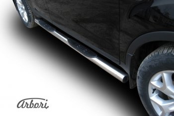 14 579 р. Защита штатных порогов Arbori (с проступью, нержавейка, d76 mm). Ford Kuga 1 (2008-2013)  с доставкой в г. Пермь. Увеличить фотографию 2