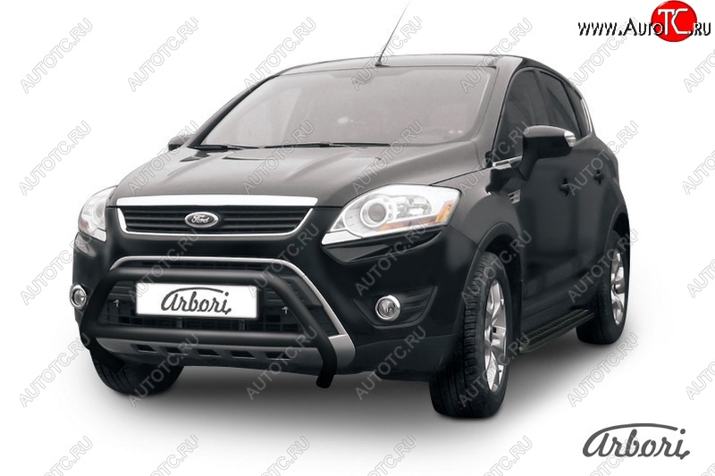 12 788 р. Защита переднего бампера Arbori (низкая с 1 перемычкой, черная, d57 mm) Ford Kuga 1 (2008-2013)  с доставкой в г. Пермь