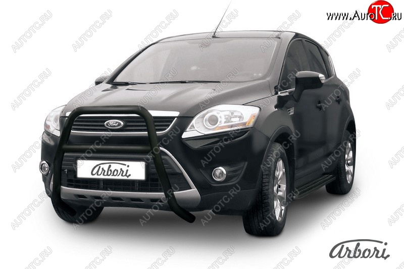 12 788 р. Защита переднего бампера Arbori (высокая с 1 перемычкой, черная, d57 mm) Ford Kuga 1 (2008-2013)  с доставкой в г. Пермь