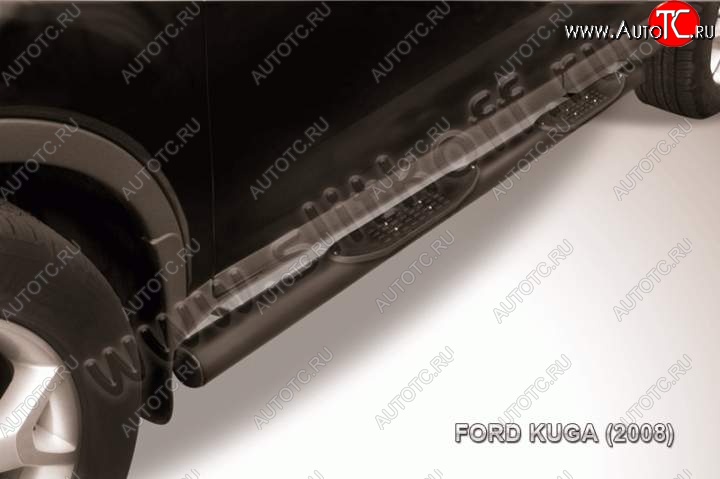 12 399 р. Защита порогов d76 Slitkoff (труба, с поступями)  Ford Kuga  1 (2008-2013) (Цвет: серебристый)  с доставкой в г. Пермь