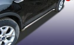 Защита порогов из круглой трубы диаметром 76 мм с загнутыми краями Slitkoff Ford Kuga  1 (2008-2013)