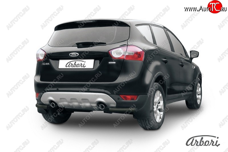 7 019 р. Защита заднего бампера Arbori (уголки, черная, 1 труба d57 mm). Ford Kuga 1 (2008-2013)  с доставкой в г. Пермь