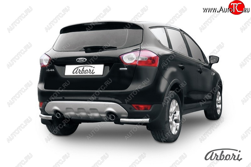 6 389 р. Защита заднего бампера Arbori (уголки, нержавейка, 1 труба d57 mm). Ford Kuga 1 (2008-2013)  с доставкой в г. Пермь
