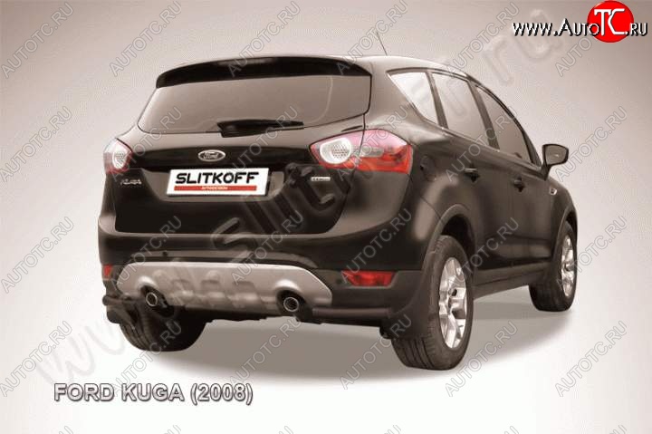 4 549 р. Защита заднего бампера из уголков d57 Slitkoff  Ford Kuga  1 (2008-2013) (Цвет: серебристый)  с доставкой в г. Пермь