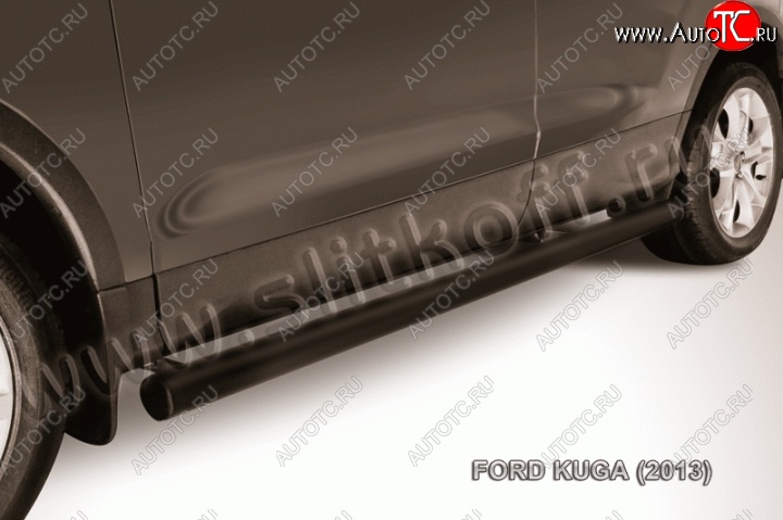 10 599 р. Защита порогов d76 труба Slitkoff  Ford Kuga  2 (2013-2016) дорестайлинг (Цвет: серебристый)  с доставкой в г. Пермь