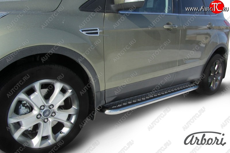 30 749 р. Защита штатных порогов с листом Arbori (нержавейка, алюминий, d57)  Ford Kuga  2 (2013-2016) дорестайлинг  с доставкой в г. Пермь