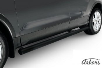 Защита штатных порогов Arbori (черная, d76 mm). Ford Kuga  2 (2013-2016) дорестайлинг