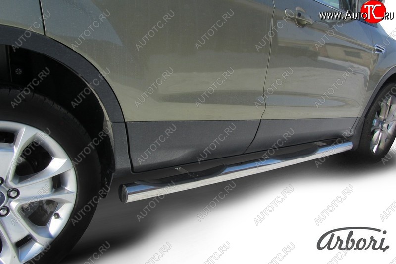 14 579 р. Защита штатных порогов Arbori (с проступью, черная, d76 mm).  Ford Kuga  2 (2013-2016) дорестайлинг  с доставкой в г. Пермь