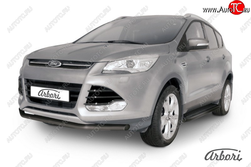 7 019 р. Защита переднего бампера Arbori (черная, 1 труба d57 mm). Ford Kuga 2 дорестайлинг (2013-2016)  с доставкой в г. Пермь