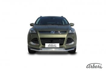 Защита переднего бампера Arbori (нержавейка, 2 трубы d57 и 57 mm) Ford Kuga  2 (2013-2016) дорестайлинг