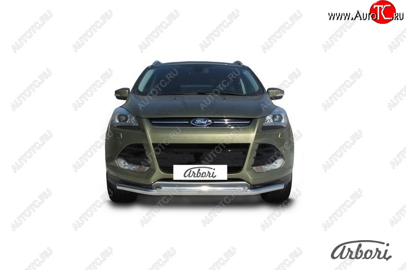 20 799 р. Защита переднего бампера Arbori (нержавейка, 2 трубы d57 и 57 mm)  Ford Kuga  2 (2013-2016) дорестайлинг  с доставкой в г. Пермь